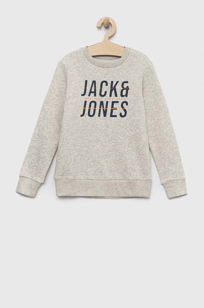 

Детски суичър Jack & Jones в сиво с принт, Сив