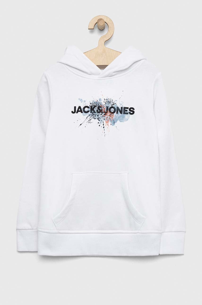 Детская кофта Jack & Jones цвет белый с капюшоном с принтом Детская кофта Jack & Jones цвет белый с капюшоном с принтом