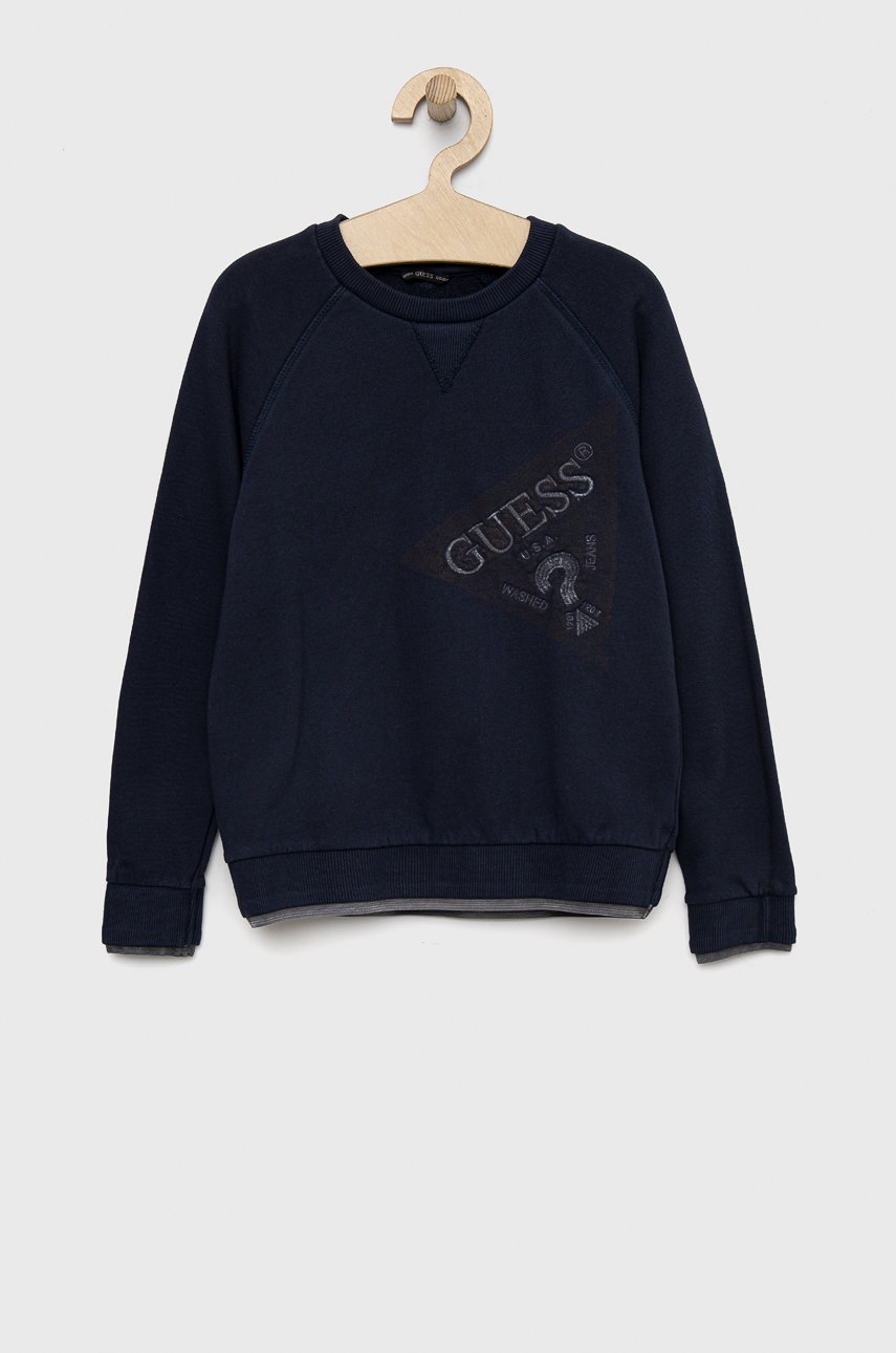 

Детская хлопковая кофта Guess цвет синий однотонная