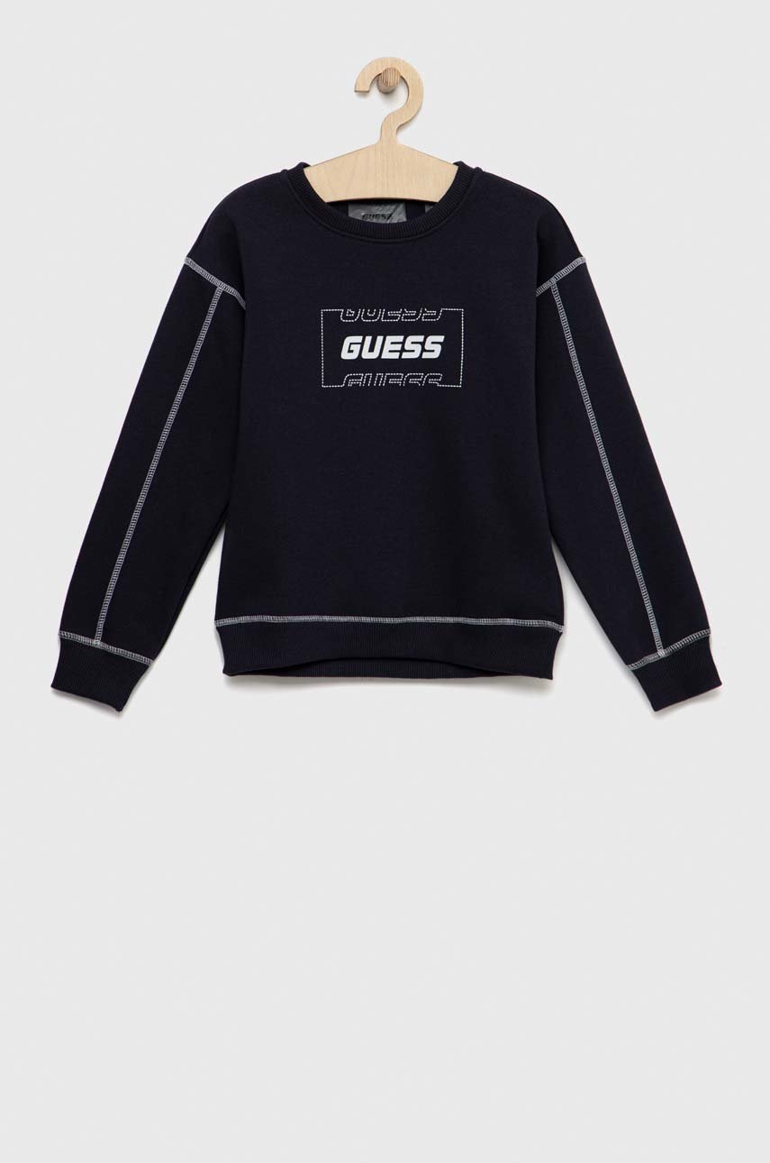 

Детски суичър Guess в тъмносиньо с принт, Тъмносин