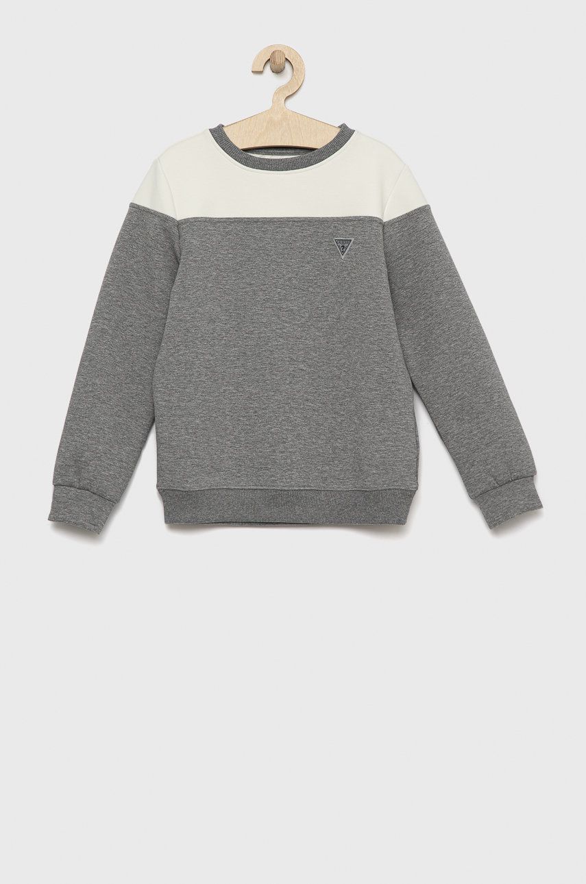 Dětská mikina Guess šedá barva, vzorovaná - šedá -  47% Polyester
