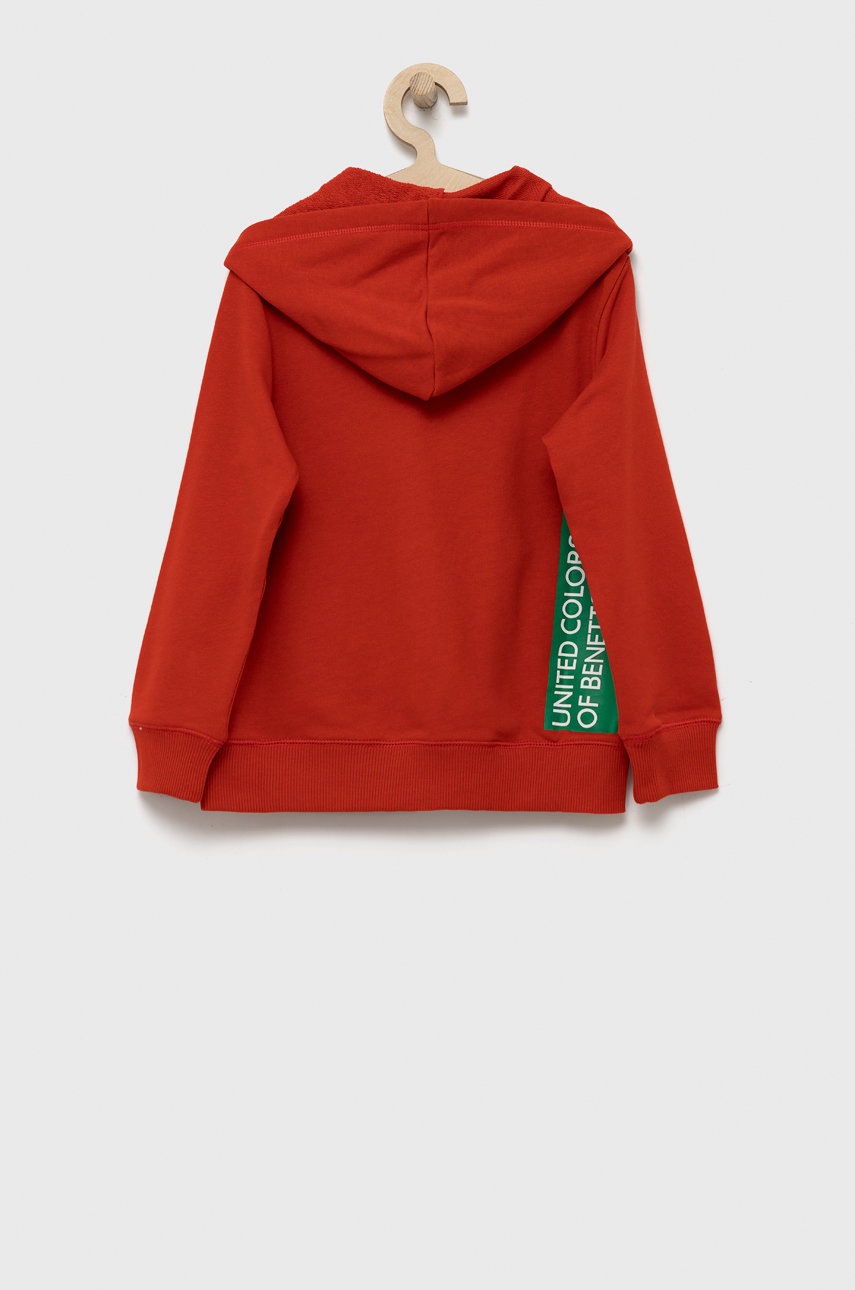 

Детская хлопковая кофта United Colors of Benetton цвет красный с аппликацией