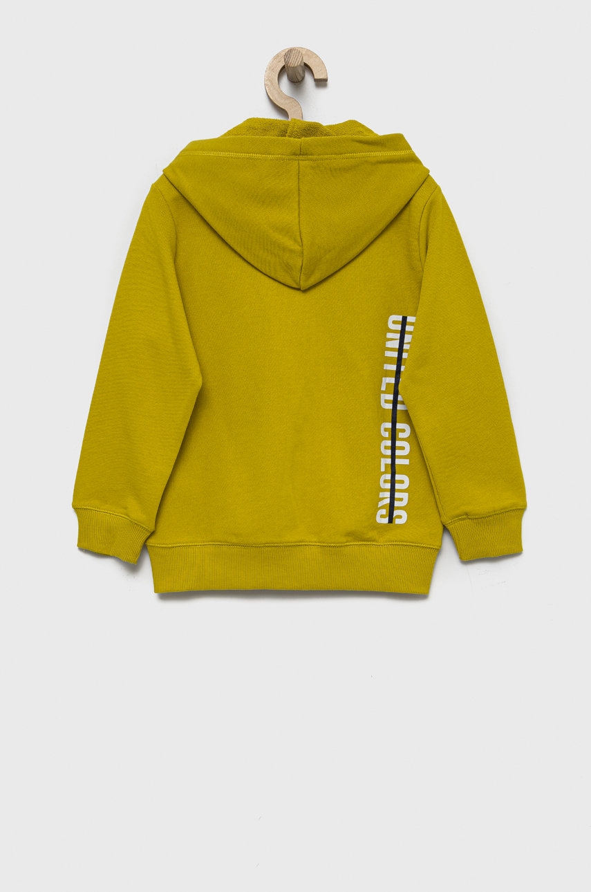 

Дитяча бавовняна кофта United Colors of Benetton колір зелений з аплікацією