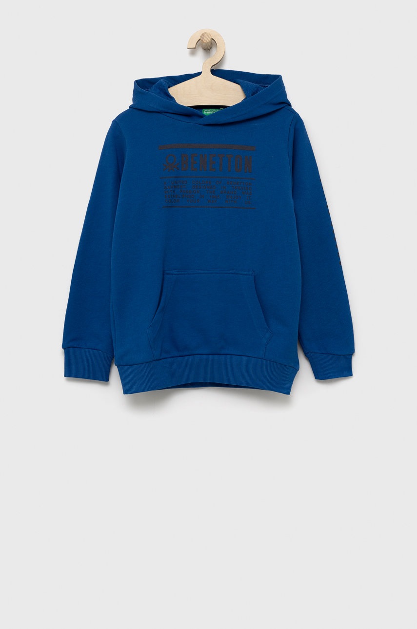 

Детски памучен суичър United Colors of Benetton с принт, Син