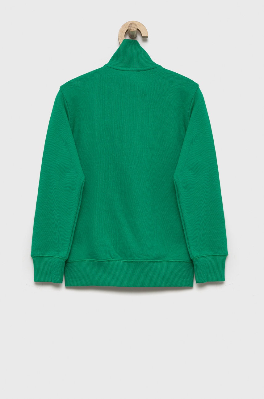 

Детская хлопковая кофта United Colors of Benetton цвет зелёный с аппликацией