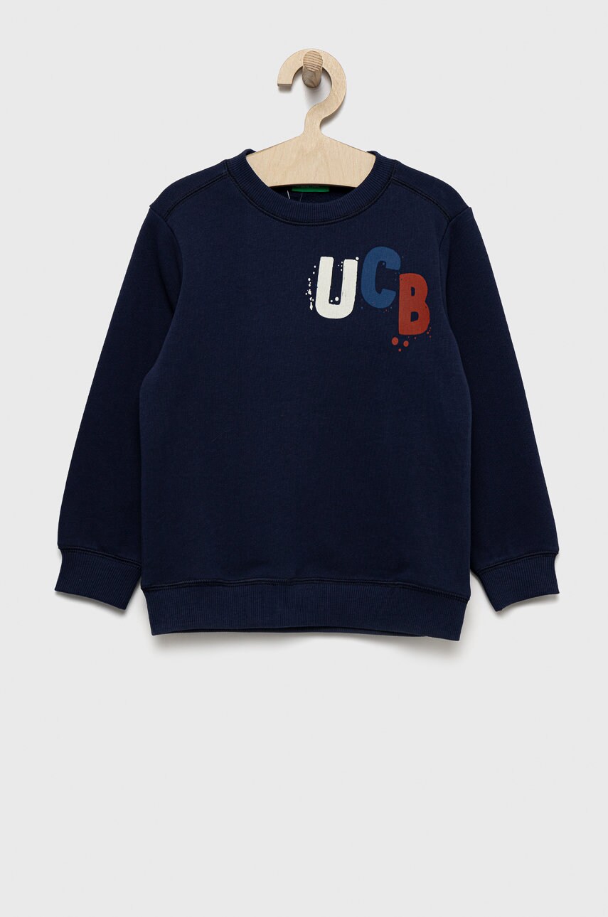 

Дитяча бавовняна кофта United Colors of Benetton колір синій з принтом