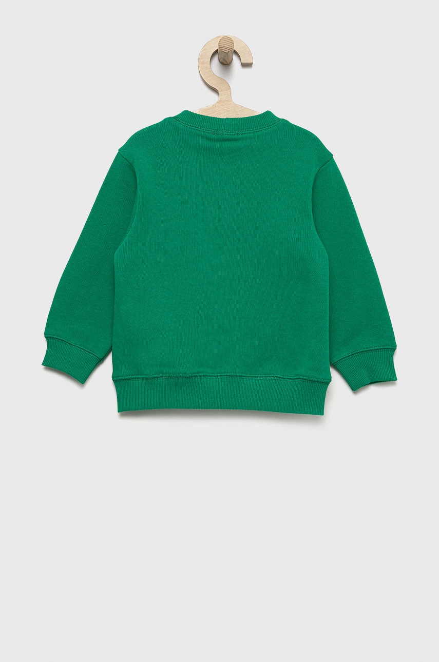 

Детская хлопковая кофта United Colors of Benetton цвет зелёный с принтом
