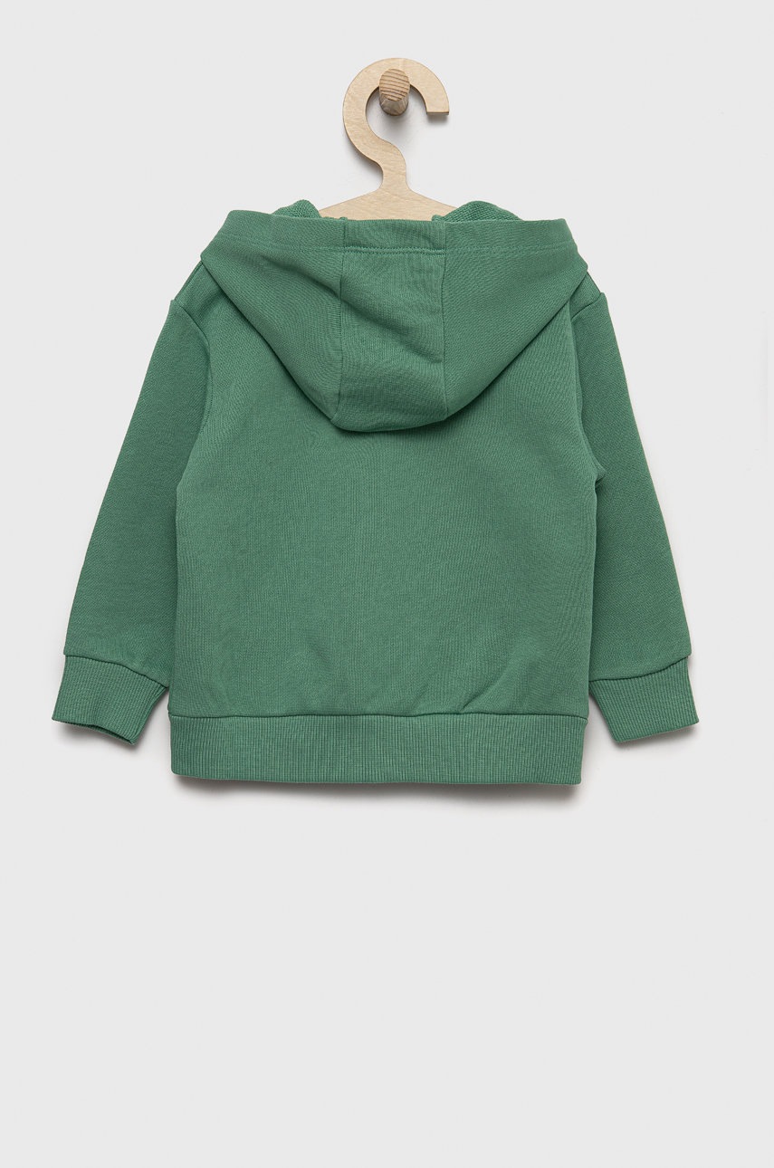 

Детская хлопковая кофта United Colors of Benetton цвет зелёный с аппликацией