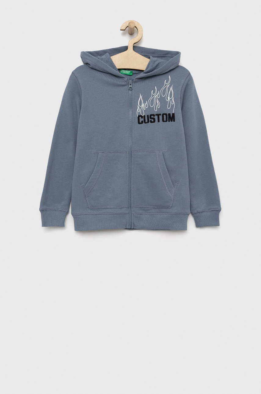 

Дитяча бавовняна кофта United Colors of Benetton з капюшоном з аплікацією