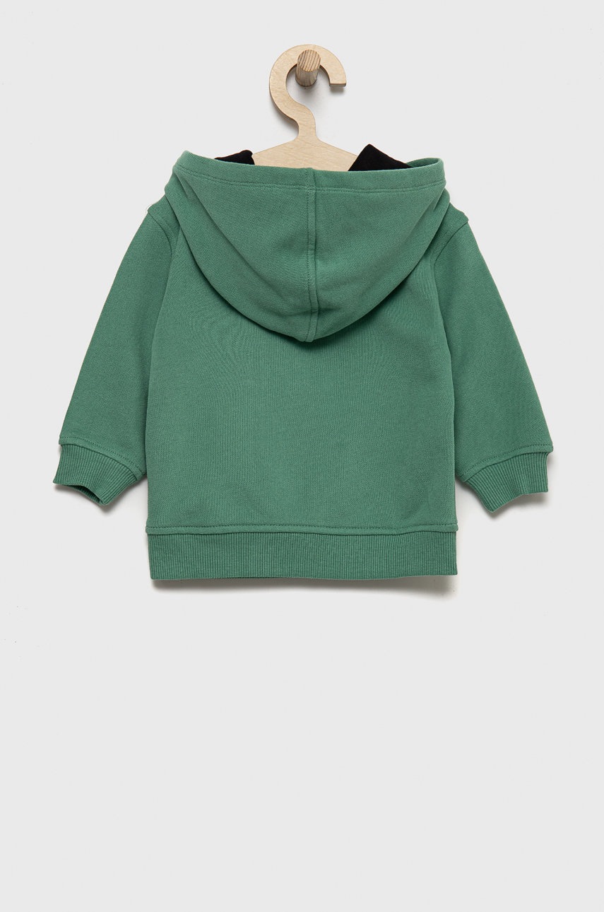 

Детская хлопковая кофта United Colors of Benetton цвет зелёный с аппликацией