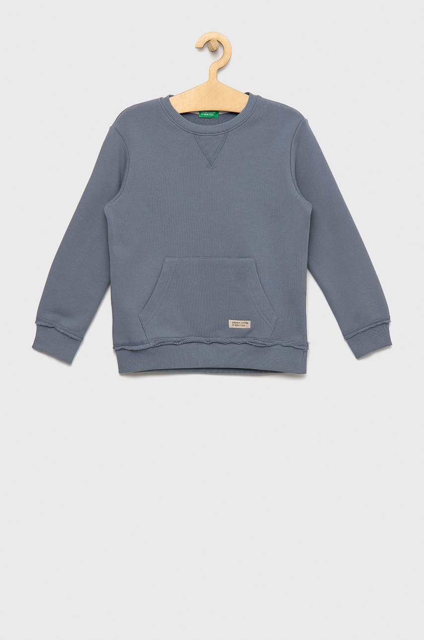 

Детская хлопковая кофта United Colors of Benetton цвет серый однотонная