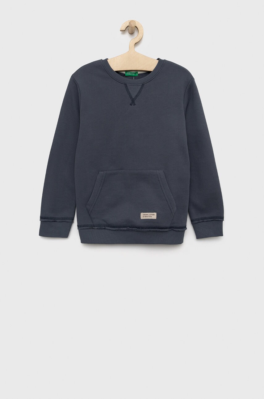 

Детски памучен суичър United Colors of Benetton в сиво с изчистен дизайн, Сив