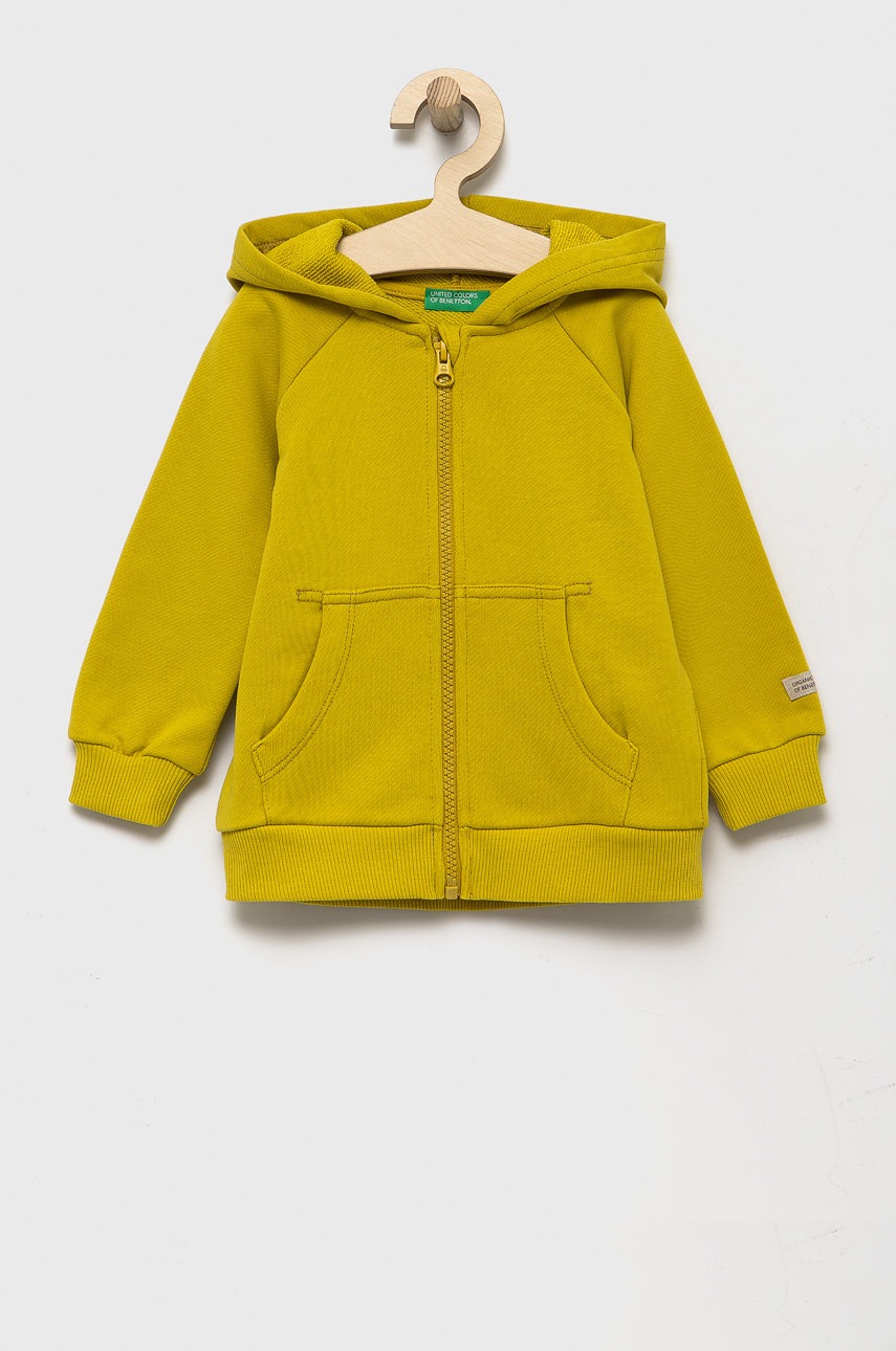 

Детски памучен суичър United Colors of Benetton в зелено с изчистен дизайн, Зелен