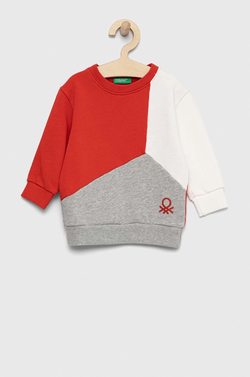 

Детски памучен суичър United Colors of Benetton в червено с десен, Червен
