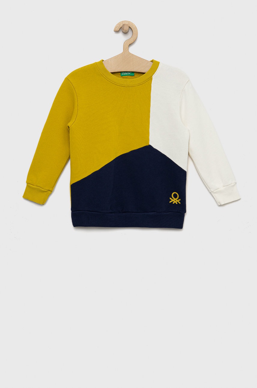 

Детски памучен суичър United Colors of Benetton в зелено с десен, Зелен