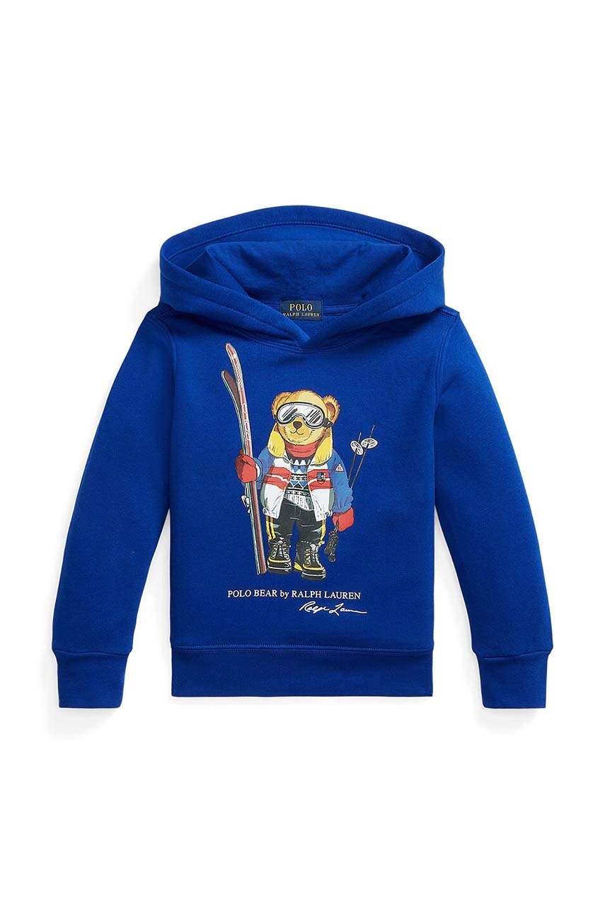 

Кофта Polo Ralph Lauren колір синій з капюшоном з принтом