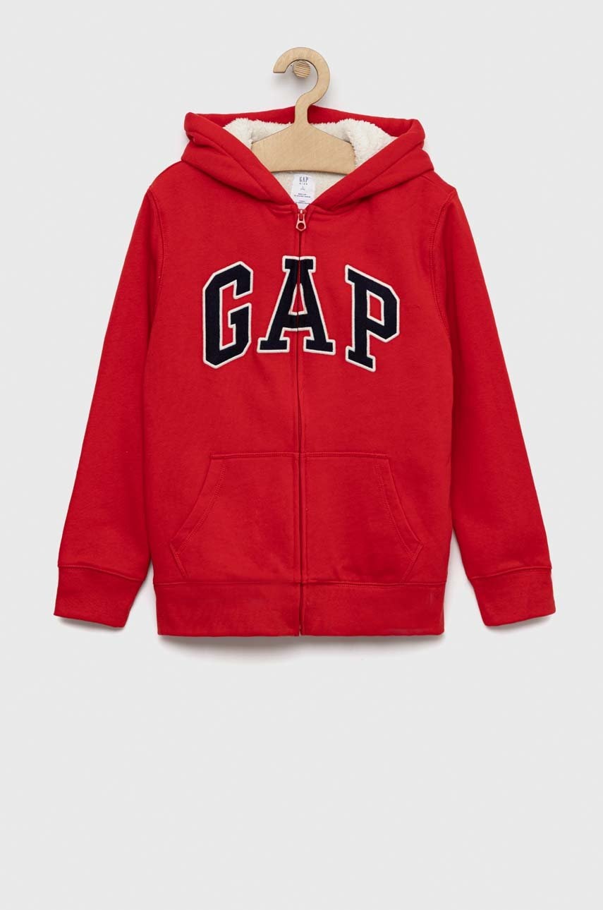 Gap bluza copii culoarea rosu, cu glugă, neted