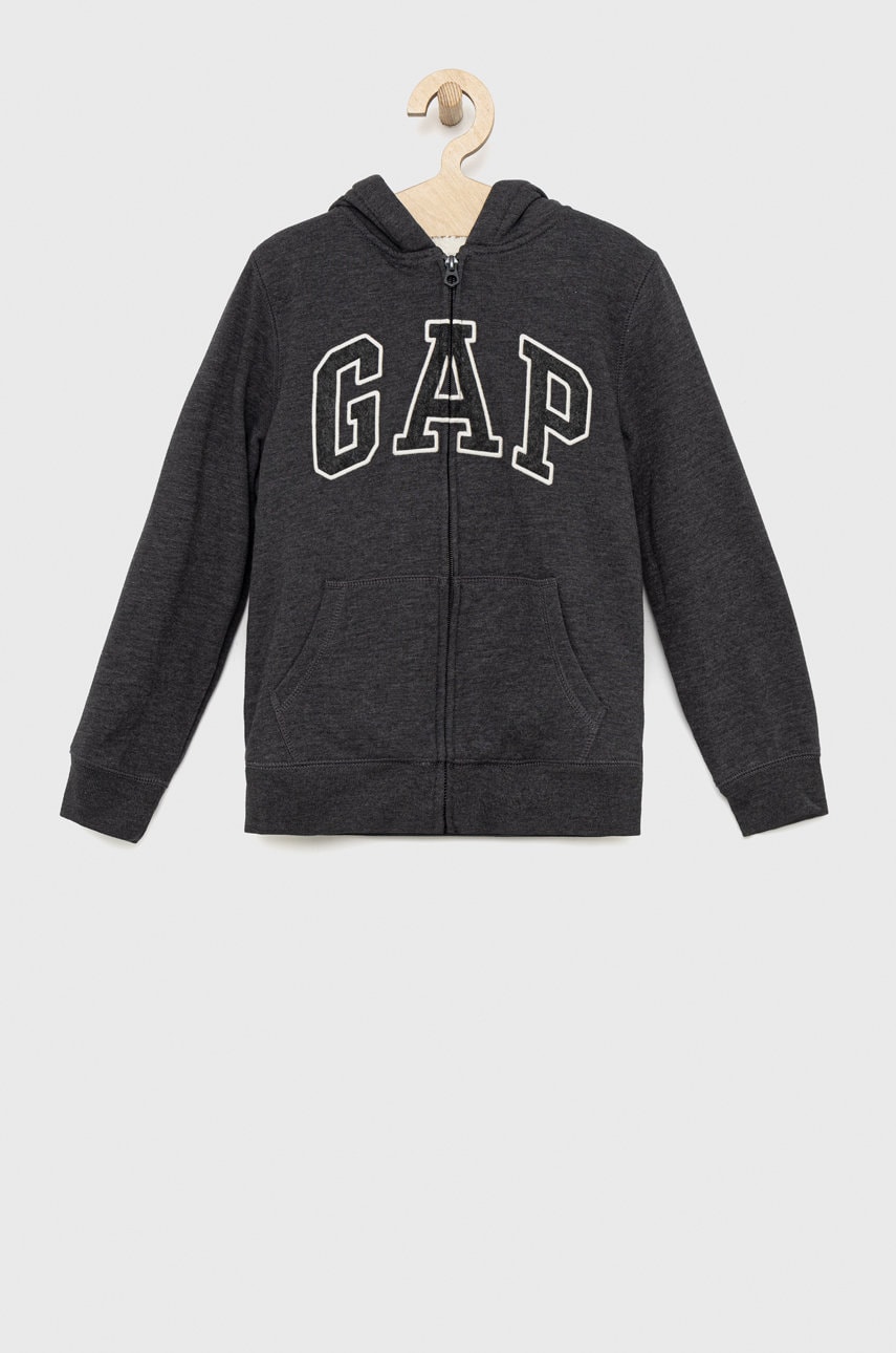 Gap bluza copii culoarea gri, cu glugă, neted