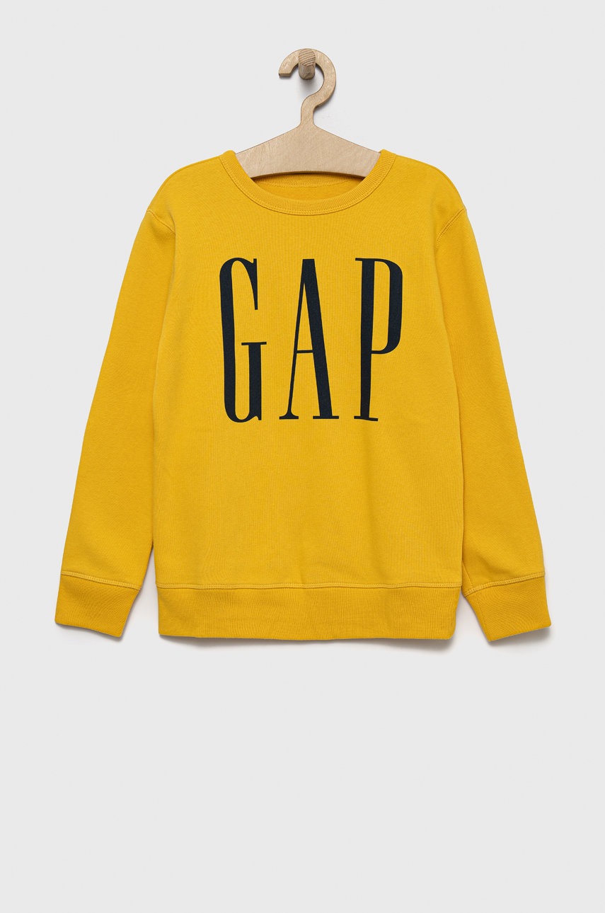 

Детски суичър GAP в жълто с принт, Жълт