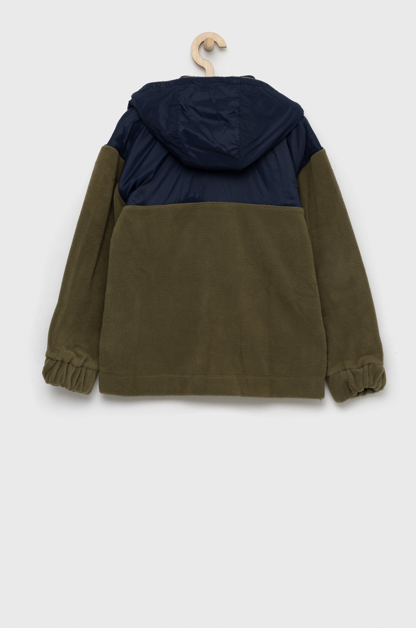 Дитяча кофта GAP колір зелений з капюшоном однотонна