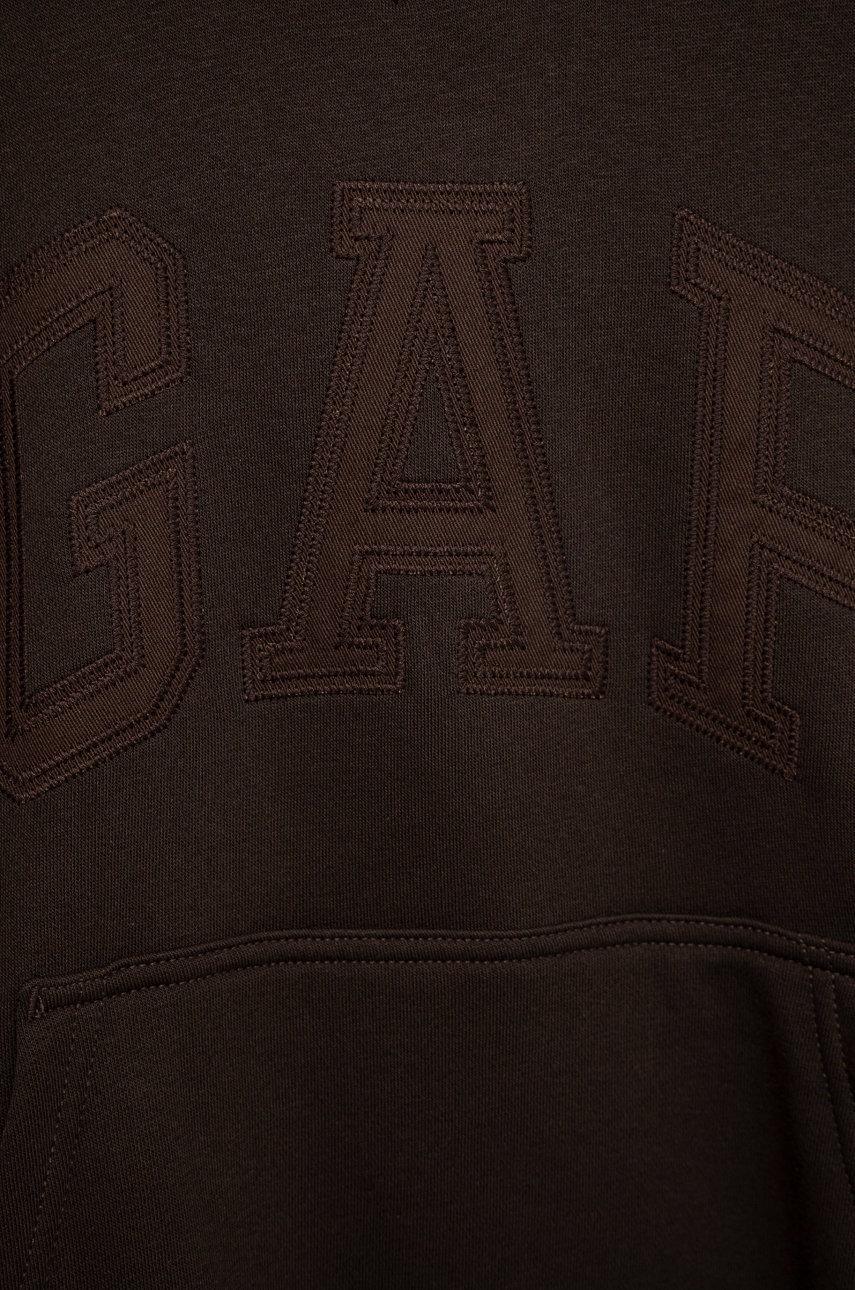 Детская кофта GAP цвет коричневый с капюшоном однотонная Детская кофта GAP цвет коричневый с капюшоном однотонная