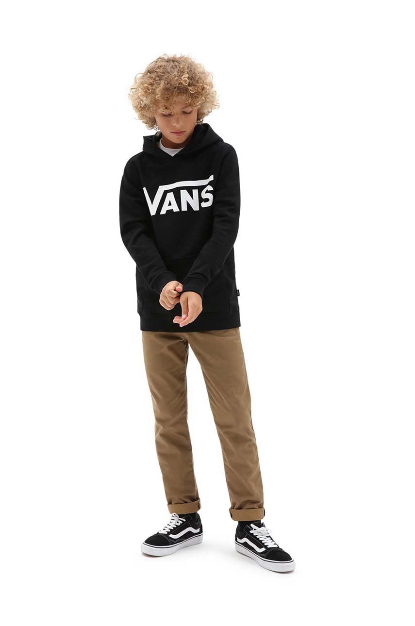 Vans hanorac de bumbac pentru copii culoarea negru, cu imprimeu