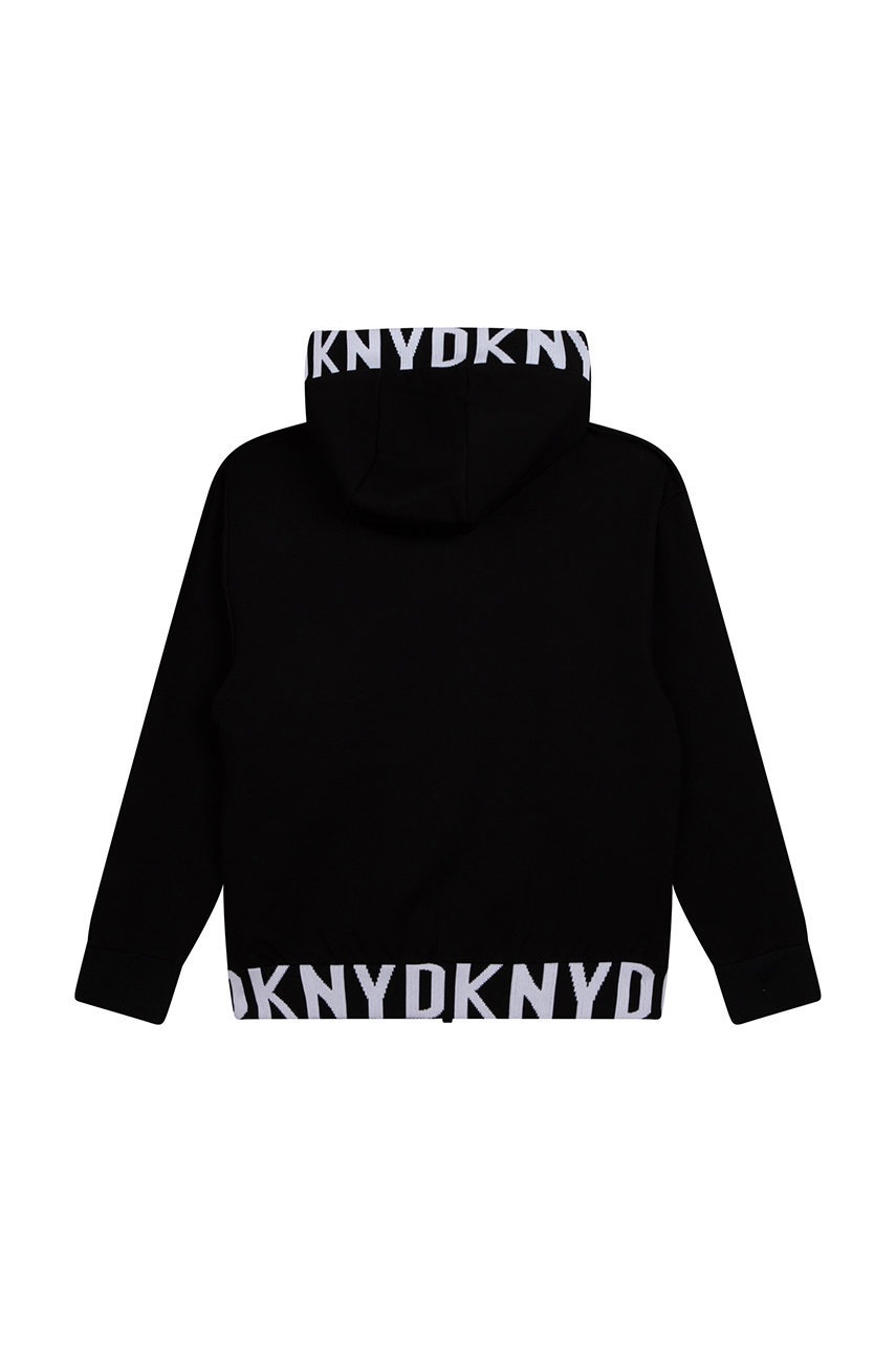 

Детская кофта Dkny цвет чёрный с капюшоном с принтом