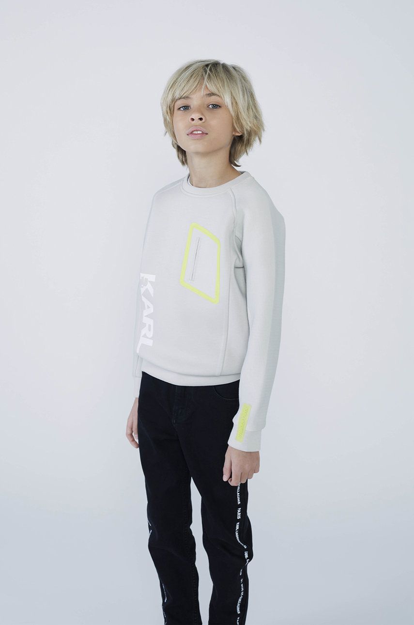 Karl Lagerfeld bluza copii culoarea bej, cu imprimeu answear.ro