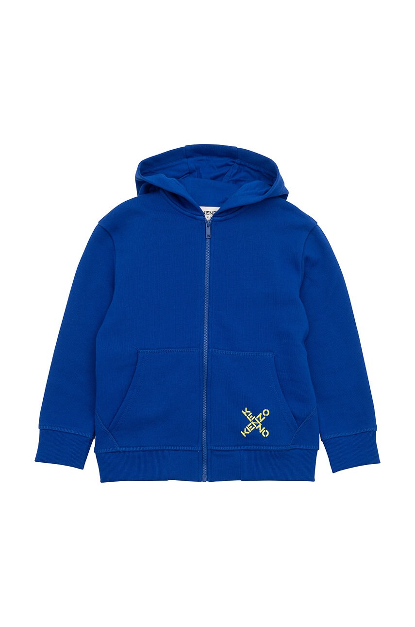 

Детски памучен суичър Kenzo Kids в тъмносиньо с десен, Тъмносин