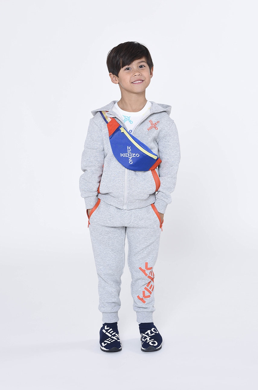 Kenzo Kids hanorac de bumbac pentru copii culoarea gri, cu imprimeu