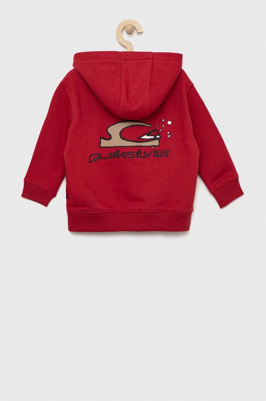 

Дитяча кофта Quiksilver колір червоний з капюшоном з принтом