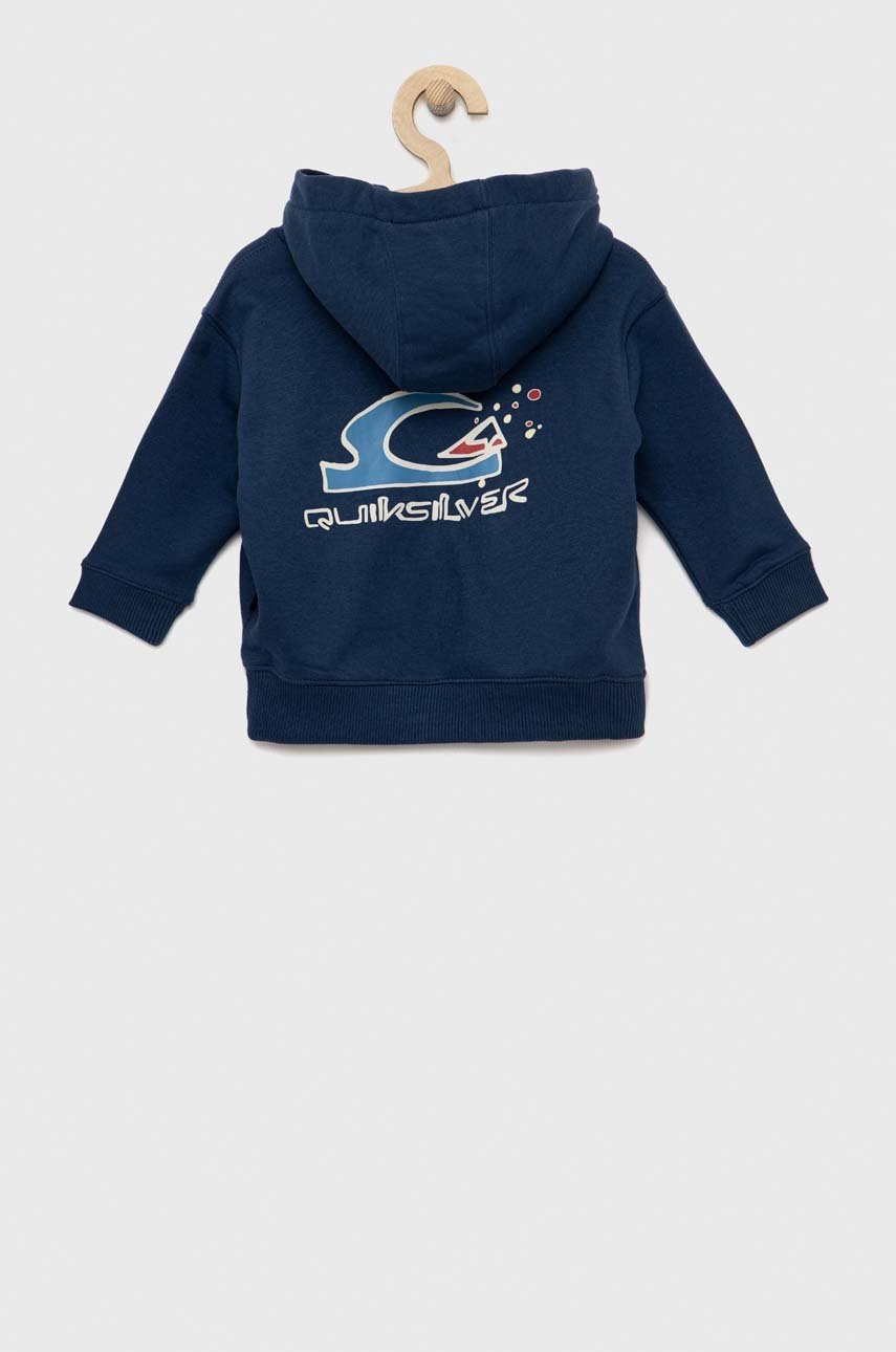 

Дитяча кофта Quiksilver колір синій з капюшоном з принтом