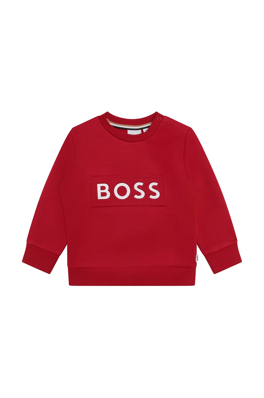 

Детски суичър BOSS в червено с принт, Червен