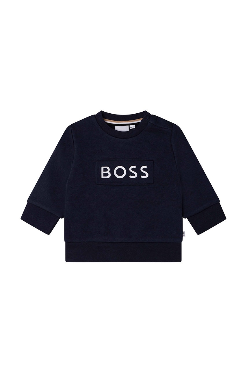 

Детски суичър BOSS в тъмносиньо с принт, Тъмносин