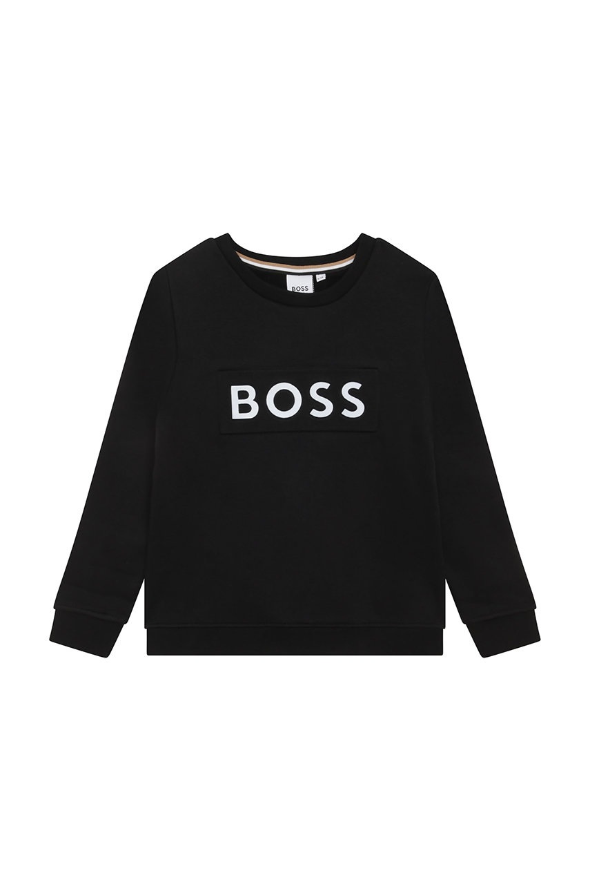 

Детски суичър BOSS в черно с апликация, Черен