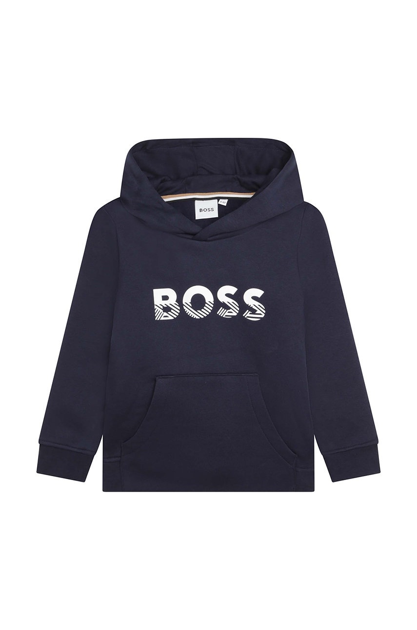 

Детски суичър BOSS в тъмносиньо с принт, Тъмносин