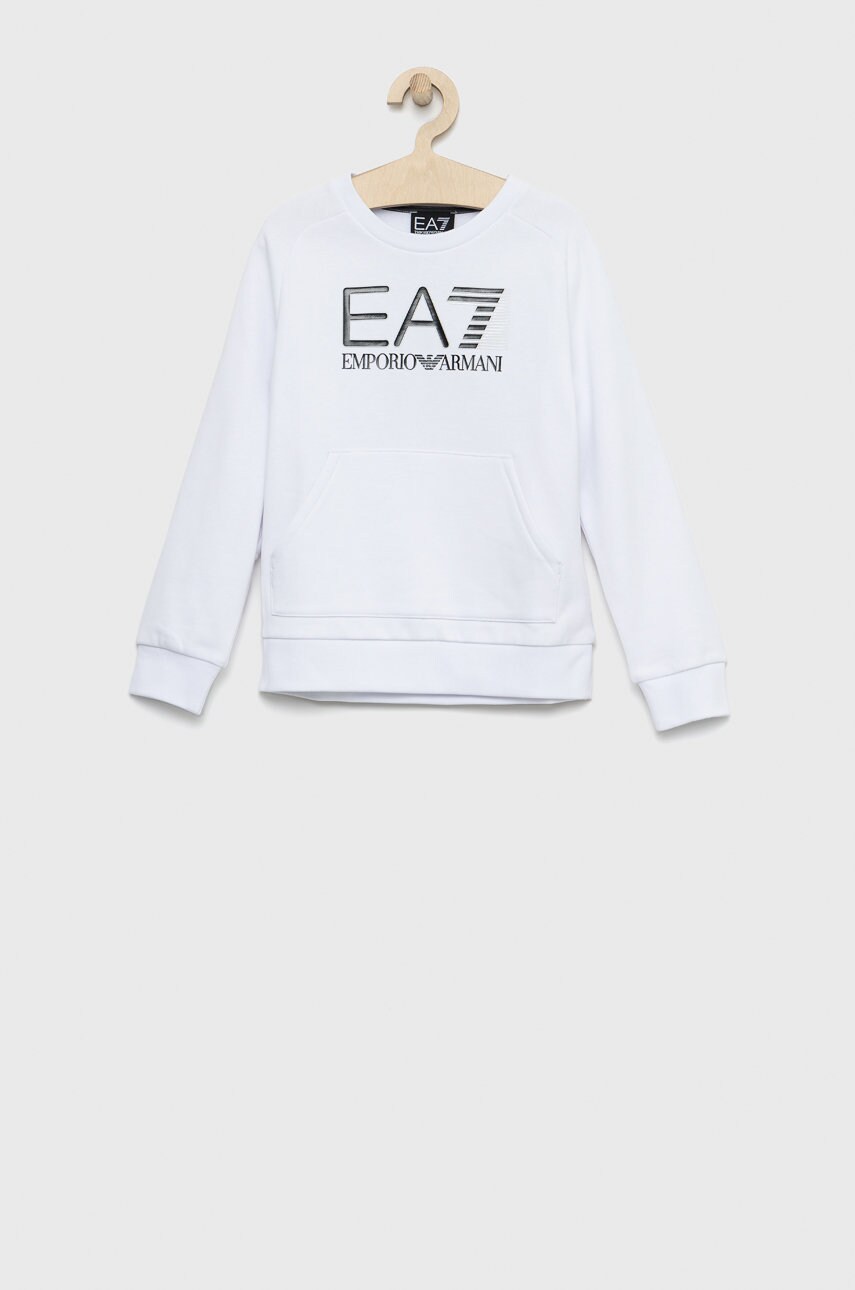EA7 Emporio Armani bluza copii culoarea alb, cu imprimeu