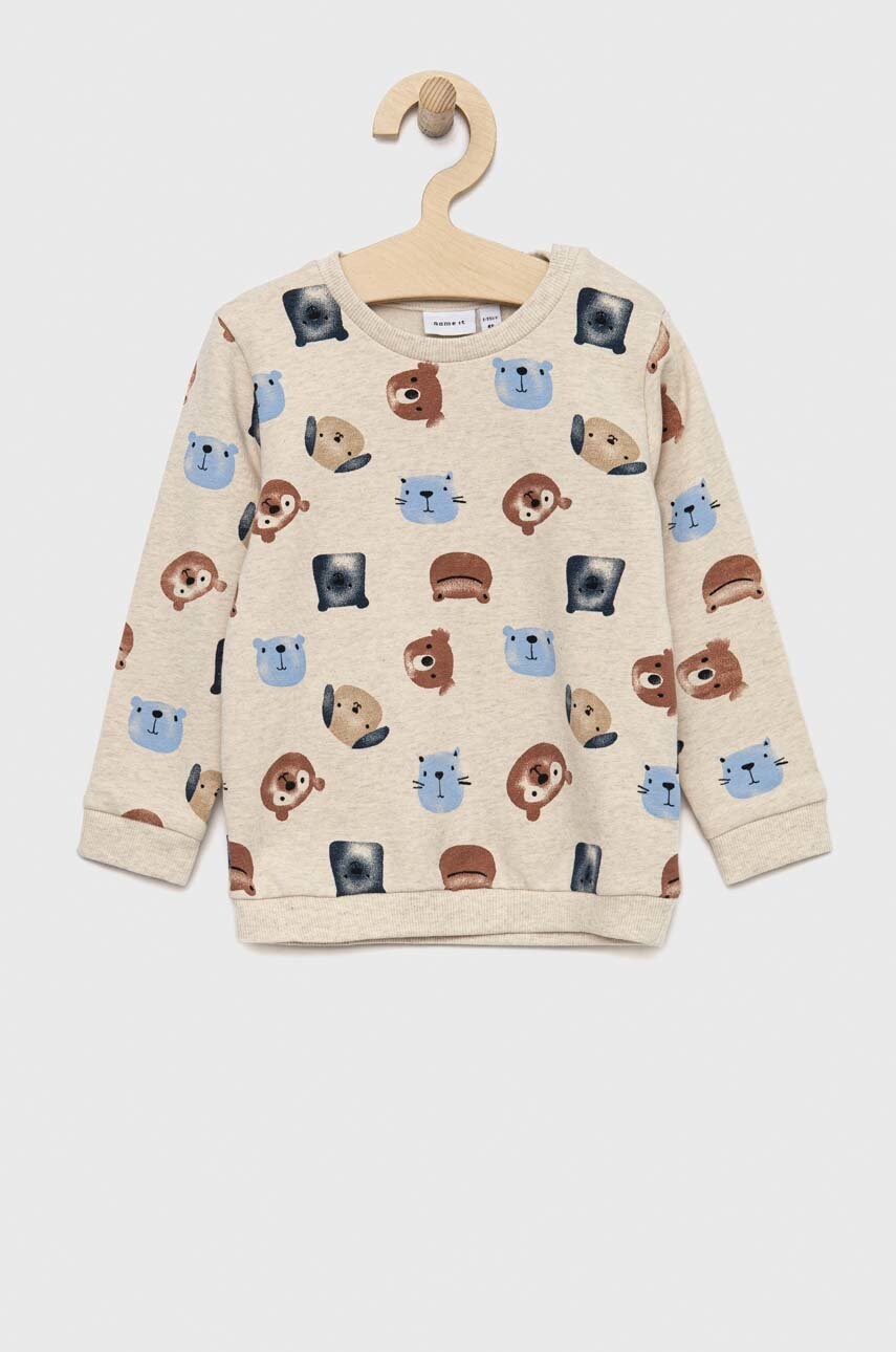 Name it bluza bebe culoarea bej, cu imprimeu