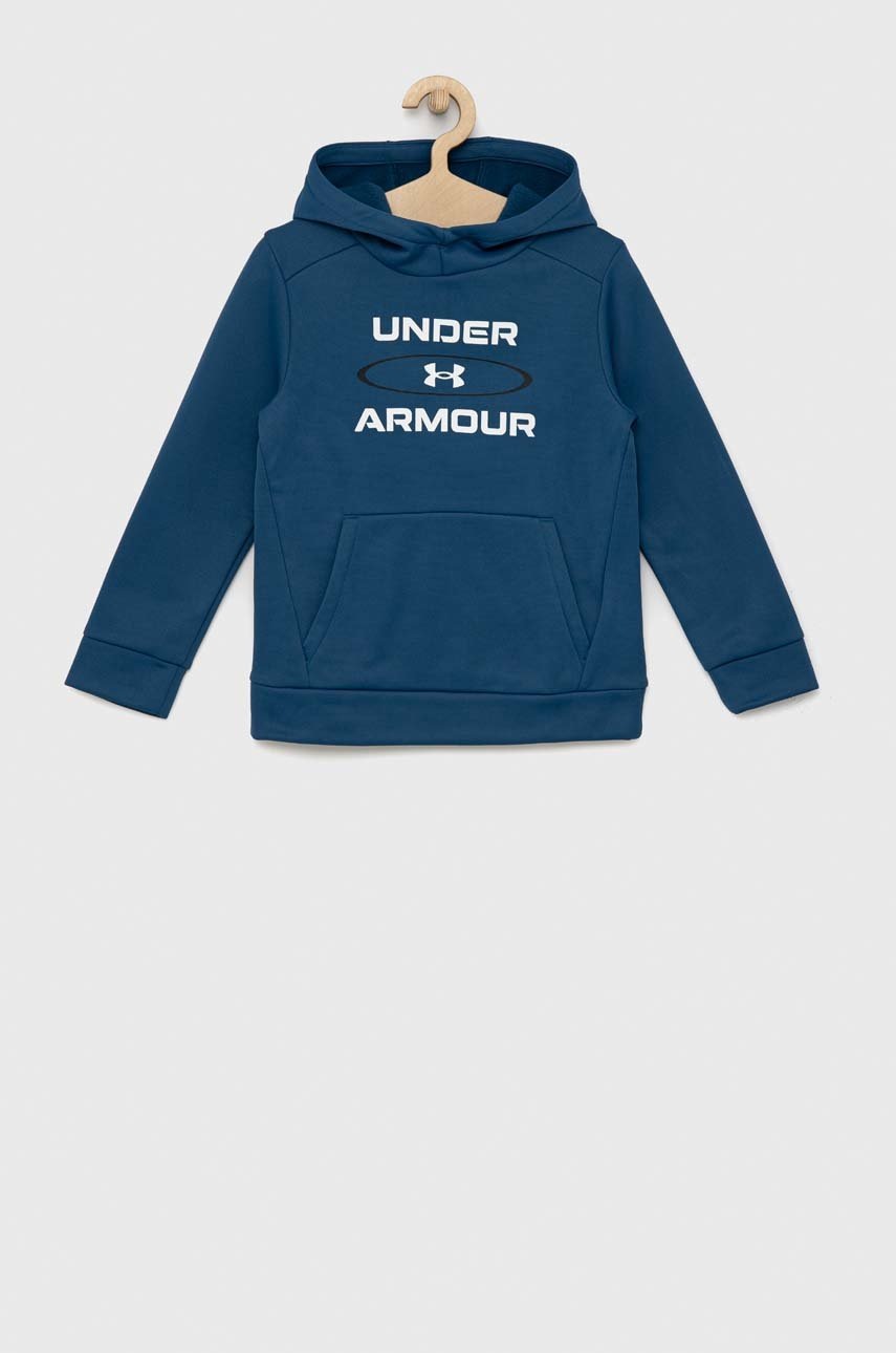 

Детски суичър Under Armour с качулка с принт, Син