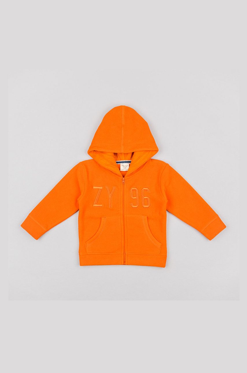 zippy bluza copii culoarea portocaliu, cu glugă, cu imprimeu