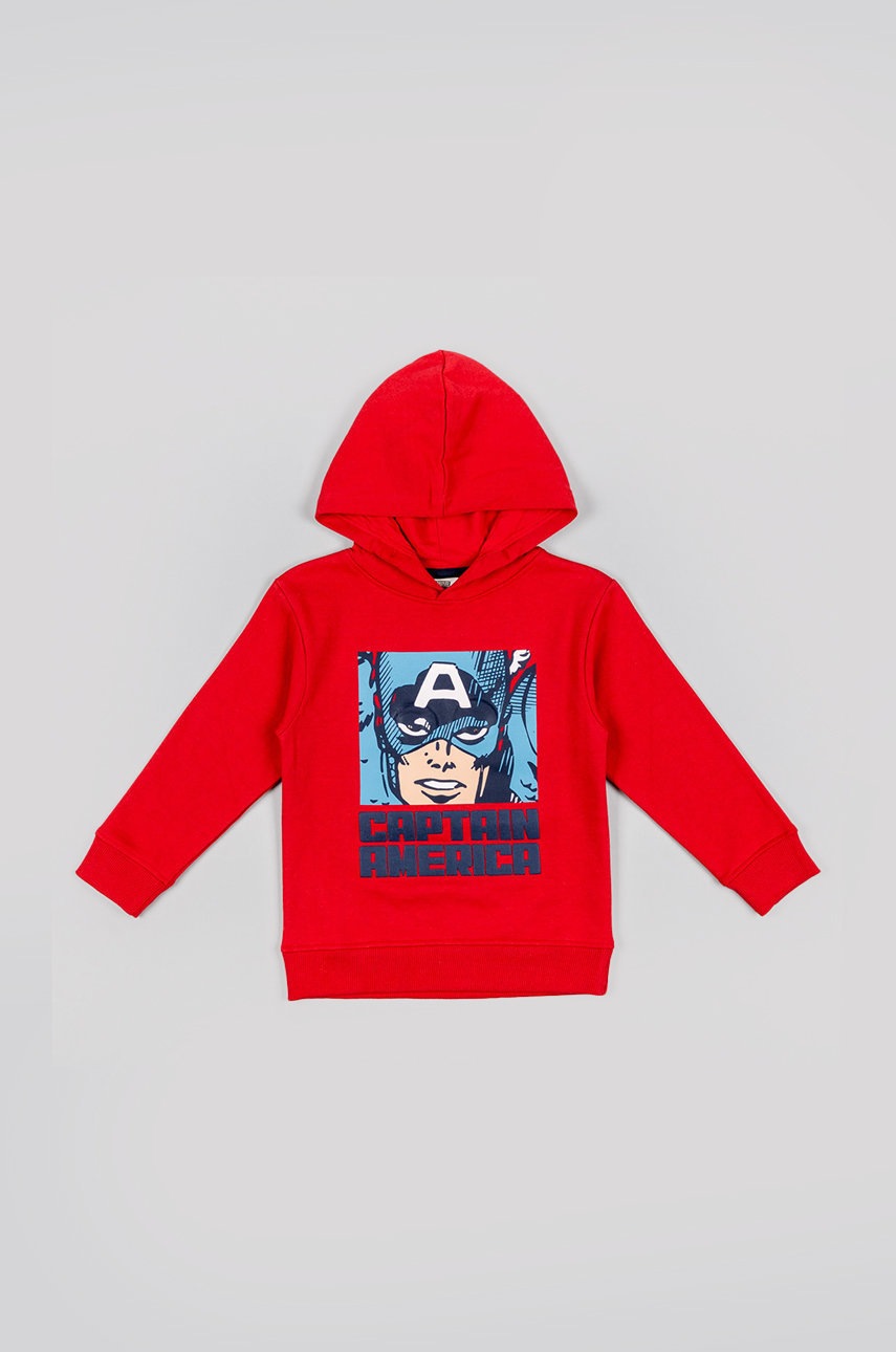 Детская хлопковая кофта zippy цвет красный с капюшоном с принтом Детская хлопковая кофта zippy цвет красный с капюшоном с принтом