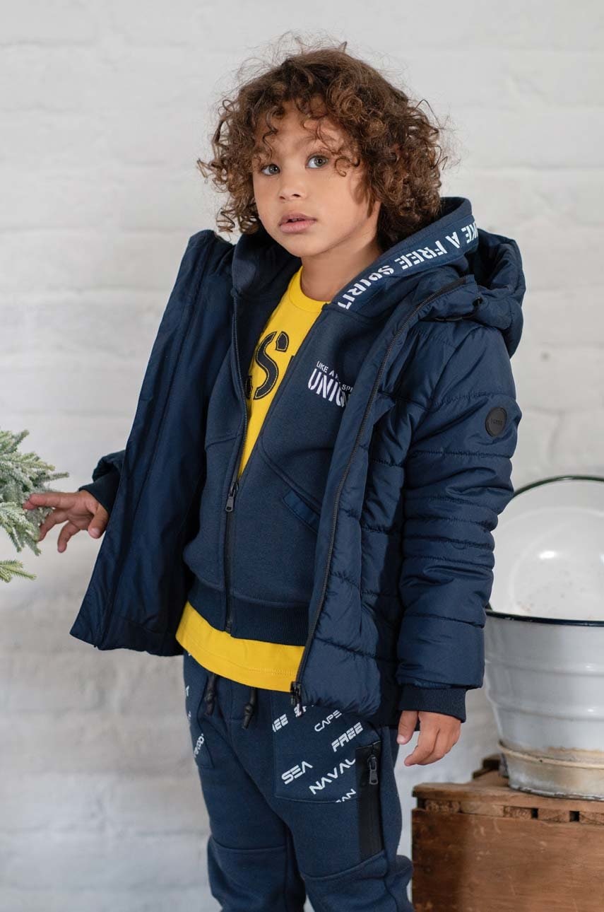Birba&trybeyond bluza copii culoarea albastru marin, cu glugă, cu imprimeu