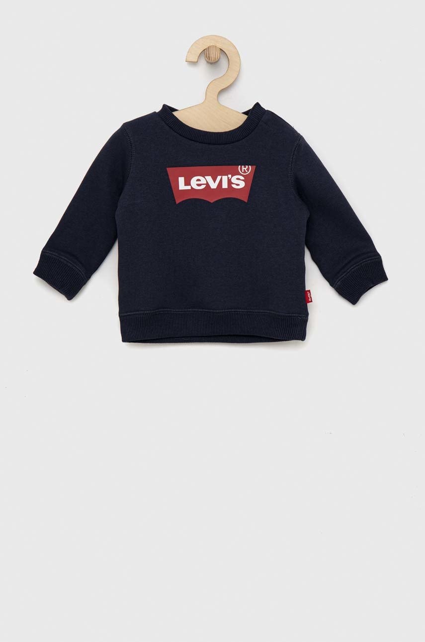 Levi\'s hanorac de bumbac pentru copii culoarea albastru marin, cu imprimeu
