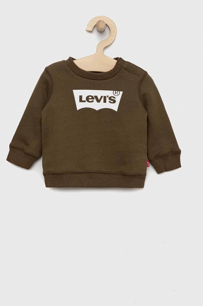 Levi's hanorac de bumbac pentru copii culoarea verde, cu imprimeu