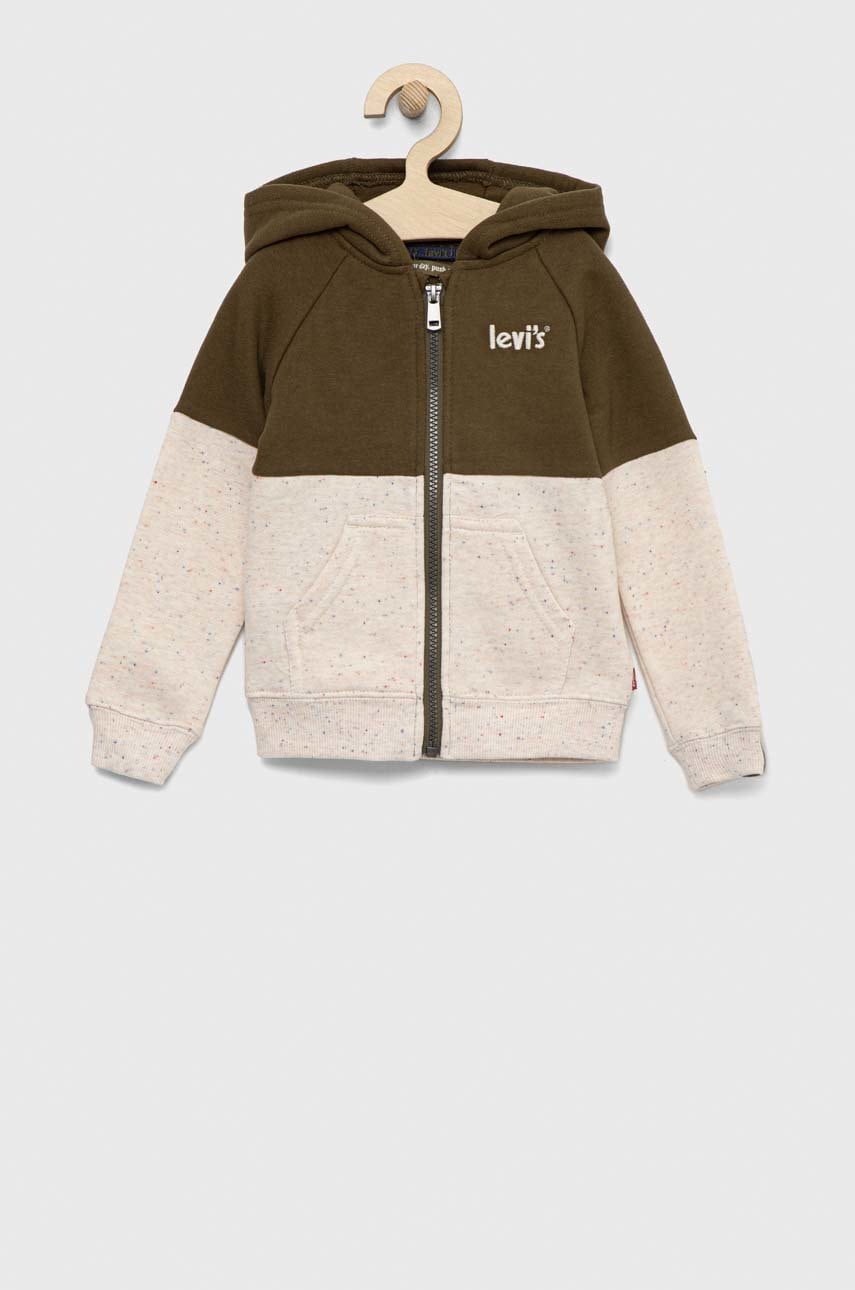 Levi's bluza copii culoarea verde, cu glugă, modelator