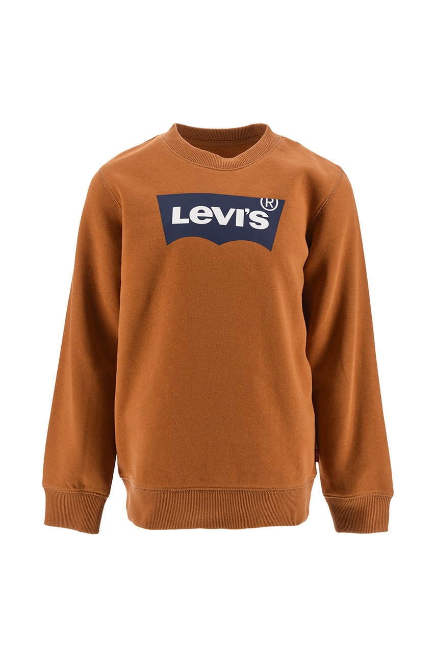 

Детски суичър Levi's в кафяво с принт, Кафяв
