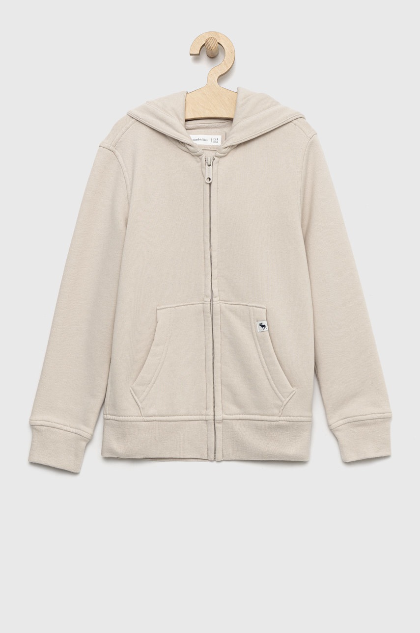 

Детски суичър Abercrombie & Fitch в бежово с качулка с изчистен дизайн, Бежов