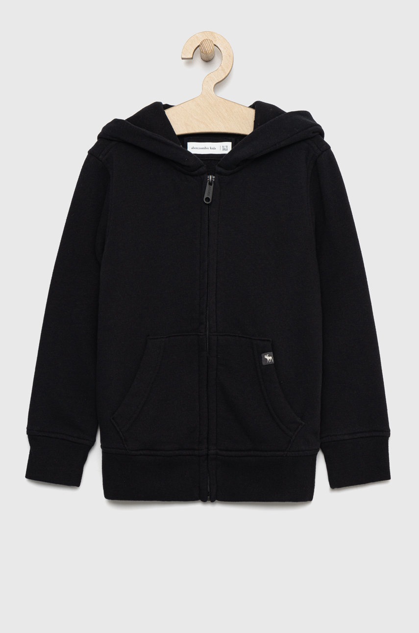 

Детски суичър Abercrombie & Fitch в черно с качулка с изчистен дизайн, Черен