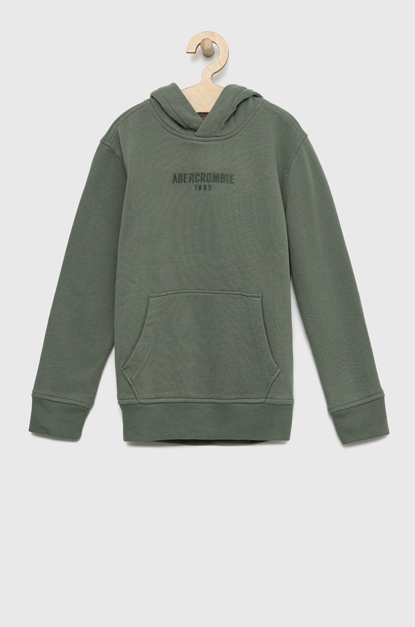 Abercrombie & Fitch bluza copii culoarea verde, cu glugă, cu imprimeu