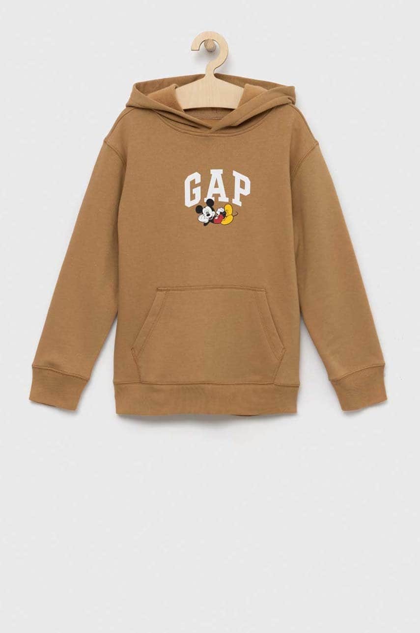 Gap bluza copii x disney culoarea maro, cu glugă, cu imprimeu